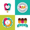 Set of vector ice cream logo, label, badges or emblems. Modern flat ice cream icons.