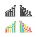 Set of vector icon charts of growth and decline of business, Finance, Stock illustration isolated on a white background Royalty Free Stock Photo