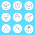 Set of vector icon graphics related to business management, strategy