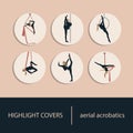 Set of vector icons aerial acrobatics. For your business, scrapbooking, bullet journalling, instagram story buttons. Vector set