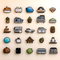 Set of vector icons for camping and outdoor recreation in flat style Royalty Free Stock Photo