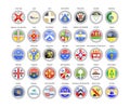 Set of vector icons. Cities of Canada flags Quebec and Saskatchewan provinces.