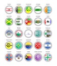 Set of vector icons. Cities of Netherlands flags Drenthe and Groningen provinces.