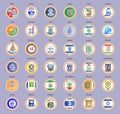 Set of vector icons. Cities and regions of Israel Flags. Royalty Free Stock Photo