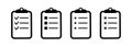Set vector icons. clipboard with to do list and pencil. Lines with check boxes. eps 10