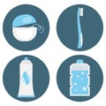 A set of vector icons in dental flat style. Royalty Free Stock Photo