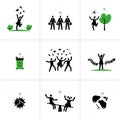 Set of vector icons of end of quarantine, virus epidemic,coronavirus.Victory over Covid-19.