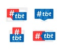 Set of vector icons featuring the tbt hashtag, representing the popular Throwback Thursday trend on social media