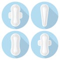 Set of vector icons feminine sanitary pads.