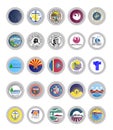 Set of vector icons. Flags of Alaska and Arizona states, USA.