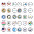 Set of vector icons. Flags and seals of Florida state, USA.