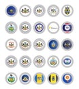 Set of vector icons. Flags and seals of Pennsylvania state, USA.