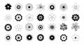 Set of vector icons of flowers in black and white. Editable vector pictogram on a white background. Trendy contour Royalty Free Stock Photo