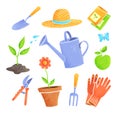 Set of vector icons of gardening items