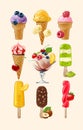 Set vector icons of ice cream Royalty Free Stock Photo