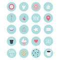 Set of 20 vector icons including sweets for patisserie