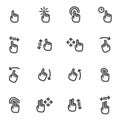 Set of vector icons, and logos hands, fingers, gestures, movement touch screen.