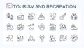 A set of vector icons made of thin line for travel and leisure. Wildlife. Royalty Free Stock Photo