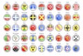 Set of vector icons. Municipalities of Geneva canton flags, Switzerland.
