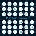 Set of vector icons for plumbing repair service. Pipeline equipment, plumbing, tools and instruments. Royalty Free Stock Photo