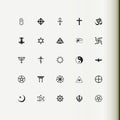 Set of vector icons. Religion, spirituality, occultism. Royalty Free Stock Photo