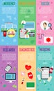 6 Set vector icons, sign and symbols in medicine and health with elements.emergency,patient history,doctor,research,diagnostics,m