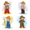 Set vector icons of small children different professions