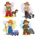 Set vector icons of small children different professions