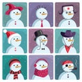 A set of vector icons snowmen