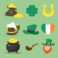 Set of vector icons for St.Patrick's day design. Royalty Free Stock Photo