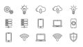 Set of Vector Icons for Technology and Cloud Computing Concepts Royalty Free Stock Photo