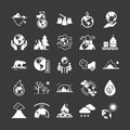 Set of vector icons on the theme of ecology, global warming and ecology problems of our planet. Royalty Free Stock Photo