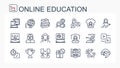 A set of vector icons from a thin line of online learning, online education. Royalty Free Stock Photo