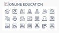 A set of vector icons from a thin line of online learning, online education. Royalty Free Stock Photo