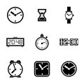 Set of vector icons - time, clocks, watches