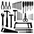 Set vector icons of tools on a white background. Royalty Free Stock Photo