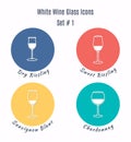Set of vector icons. Variation of detailed hand drawn wine glass Royalty Free Stock Photo