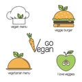 Go Vegan conceptual icons set Royalty Free Stock Photo