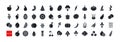 Set of vector icons. Vegetables, fruits and berries. Black isolated silhouette. Fill solid icon, glyph. Modern design Royalty Free Stock Photo