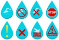 Set of vector icons, warning and indicating signs