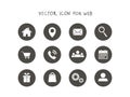 Set of vector icons for the web. Icons in circle to navigate the site