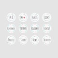 Set of 12 vector icons with wreathes for your business, network, scrapbooking, bullet journal, etc