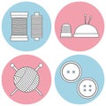 Set of vector icons with yarn