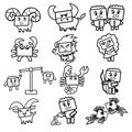 Set of vector icons of the zodiac signs Royalty Free Stock Photo