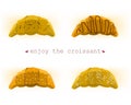 Set Vector illustration appetizing croissants on white background. Flat art style design for web, site, poster, banner