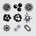 Set of vector illustration bacteria, microbes, and viruses