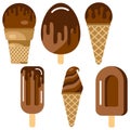 Set of vector illustration of chocolate ice cream. Royalty Free Stock Photo