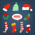 Set of vector illustration of christmas and new year stickers.