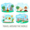 Set of Vector illustration of the concept of Travel around the world Royalty Free Stock Photo