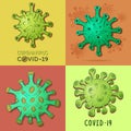 Set vector illustration of a coronavirus. Royalty Free Stock Photo